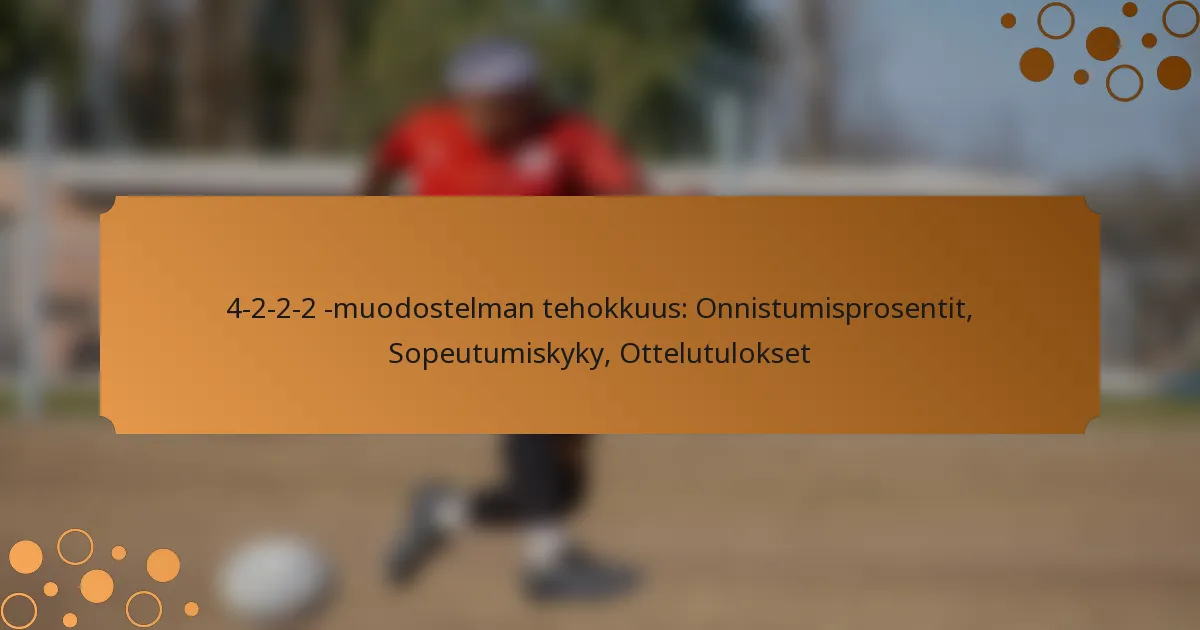 4-2-2-2 -muodostelman tehokkuus: Onnistumisprosentit, Sopeutumiskyky, Ottelutulokset