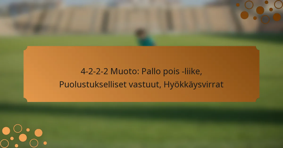 4-2-2-2 Muoto: Pallo pois -liike, Puolustukselliset vastuut, Hyökkäysvirrat