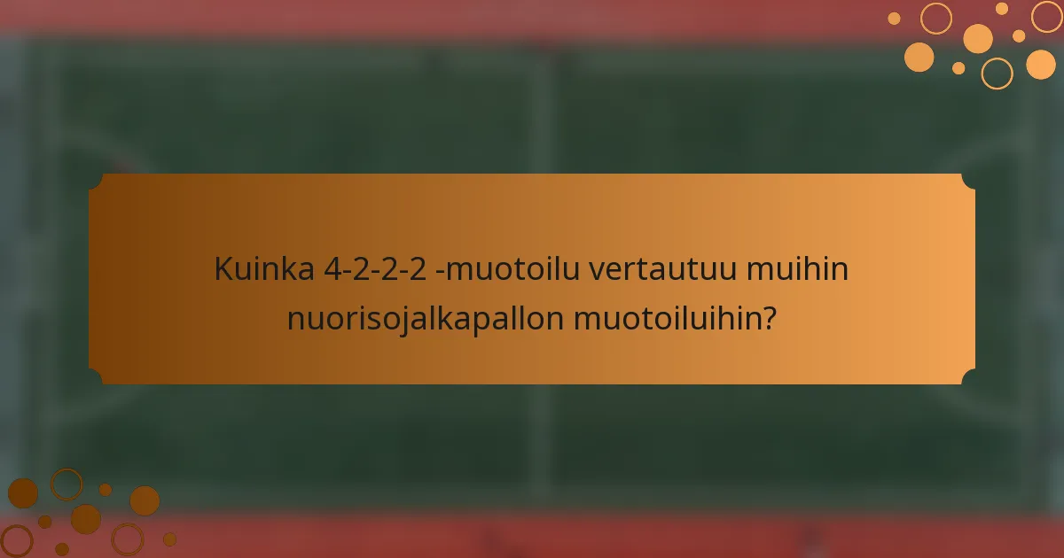 Kuinka 4-2-2-2 -muotoilu vertautuu muihin nuorisojalkapallon muotoiluihin?