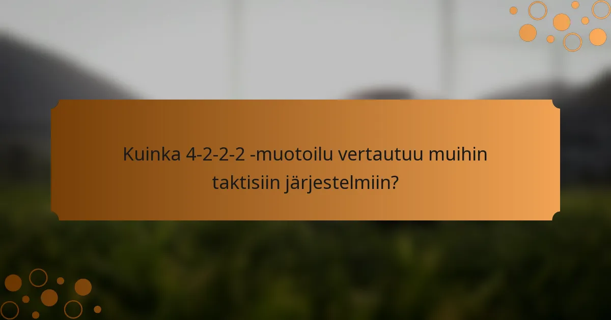 Kuinka 4-2-2-2 -muotoilu vertautuu muihin taktisiin järjestelmiin?